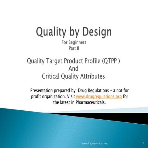 Quality by Design : Quality Target Product  Profile & Critical Quality Attrib...