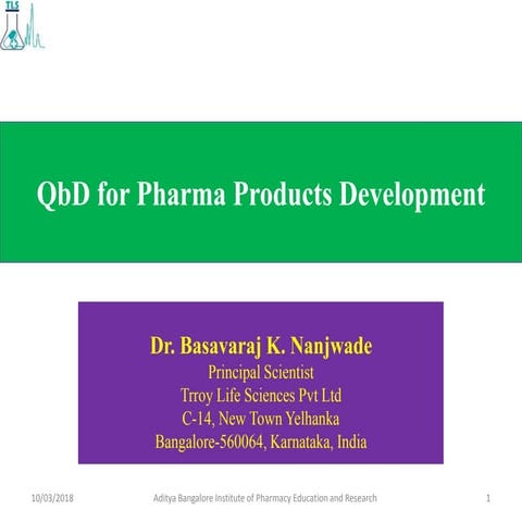 QbD for Pharma Products Development