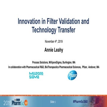 Innovation in Filter Validation and Technology Transfer