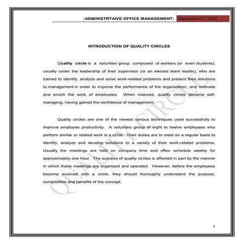 Administrative Office Management "QUALITY CIRCLE"