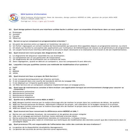 QCM système d'information