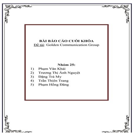 BÁO CÁO CUỐI KHÓA – GOLDEN COMMUNICATION GROUP