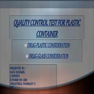 plastic  and glass containers and its evaluation test, drug plastic considera...