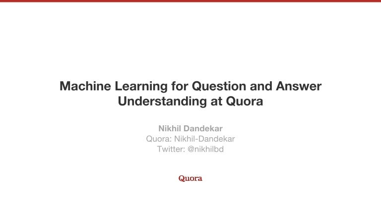 machine learning quora