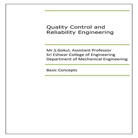 Quality Control Reliability Engineering - Concepts