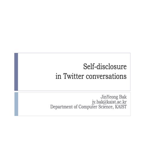 Self-disclosure in twitter conversations - talk in QCRI