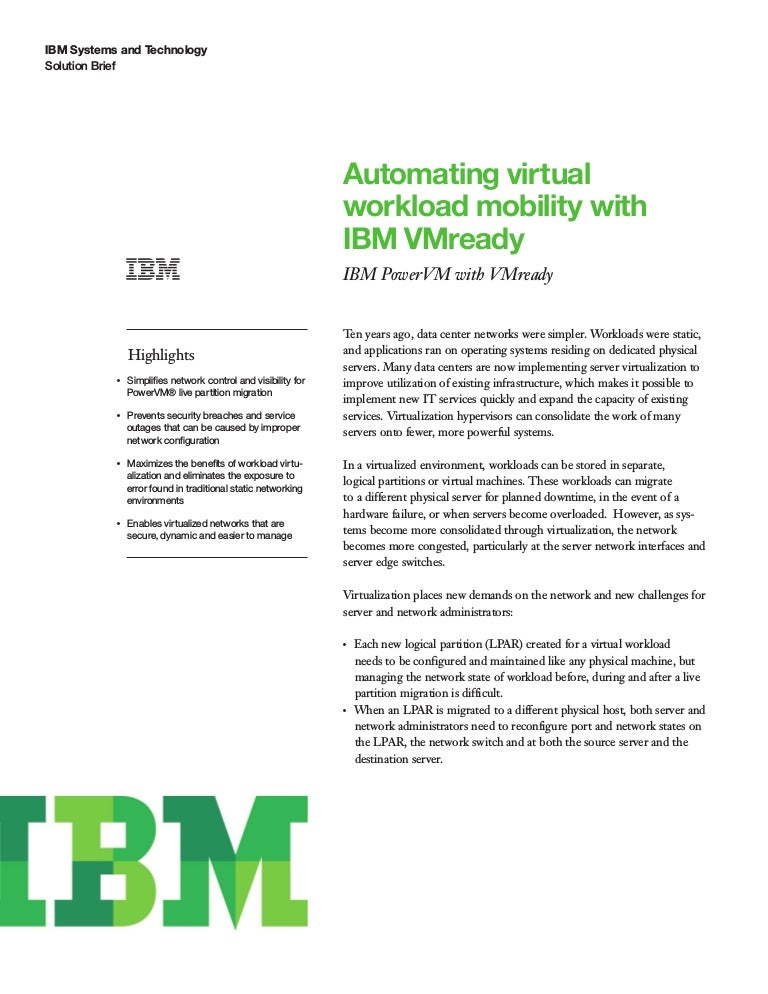 Automating Virtual Workload Mobility With IBM Vmready