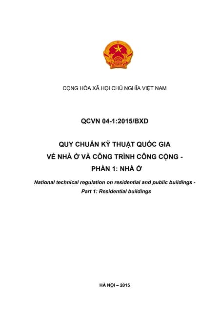 Qcvn 04 1-2015-bxd qui chuan quoc gia ve nha o va ctcc - nha chung cu 
