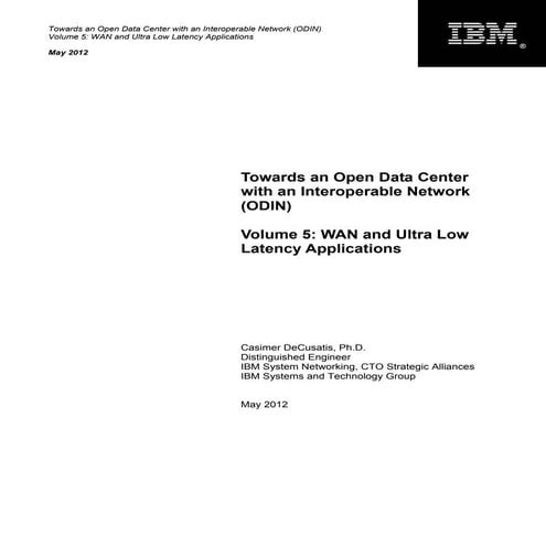Towards an Open Data Cente with an Interoperable Network (ODIN) Volume 5: WAN...