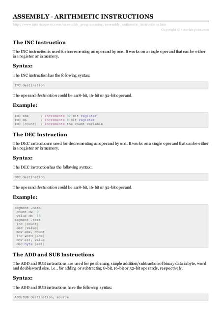 N_Asm Assembly arithmetic instructions (sol)