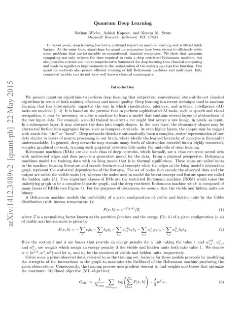 Quantum Deep Learning