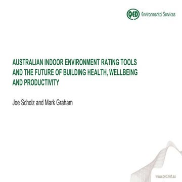 Australian indoor environment rating tools, and the future of building health...