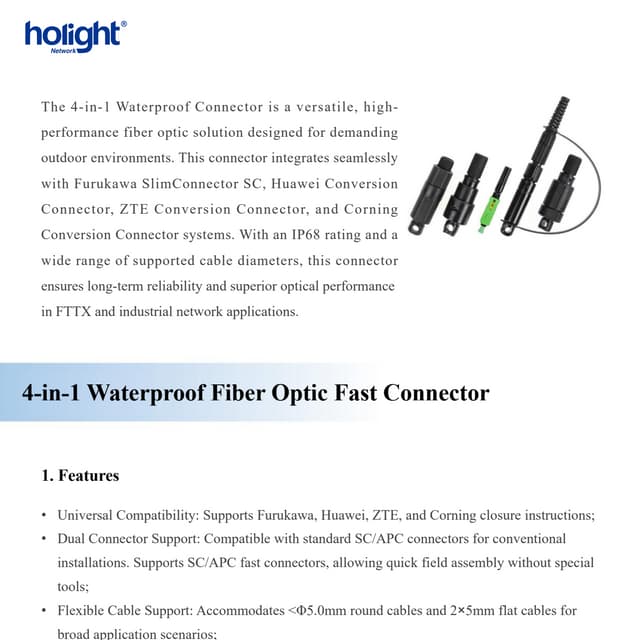 4-in-1 Waterproof Fiber Optic Fast Connector | Universal Outdoor Field ...