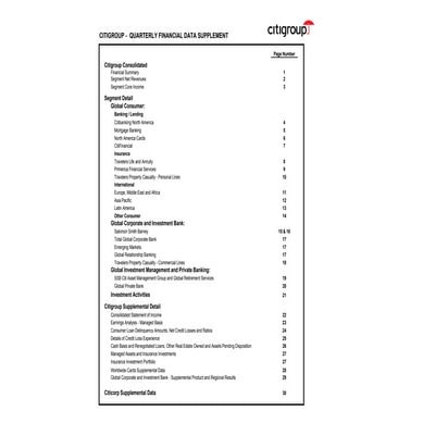 citigroup Financial Supplement