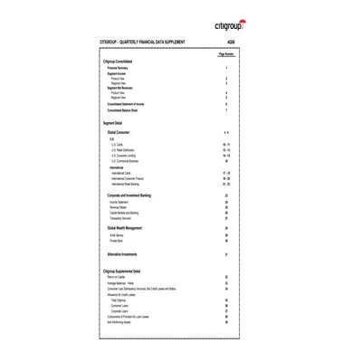 citigroup January 19, 2007 - Fourth Quarter Financial Supplement