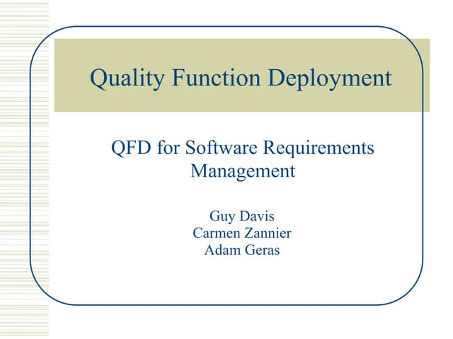 Quality Function Deployment