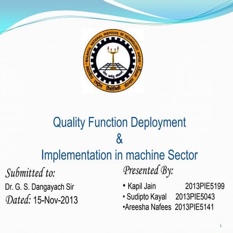 Qfd implemented in machine sector dated 15 nov