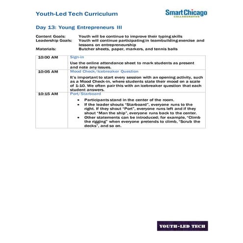 Youth-led Tech Curriculum Day 13