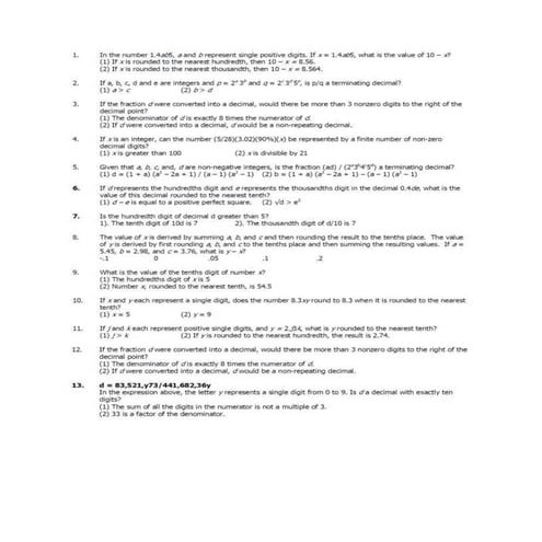 Numbers decimals | DOCX