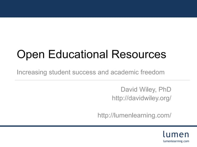 Open Educational Resources: Increasing Student Learning and Academic Freedom