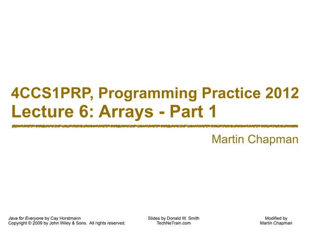 An Introduction to Programming in Java: Arrays