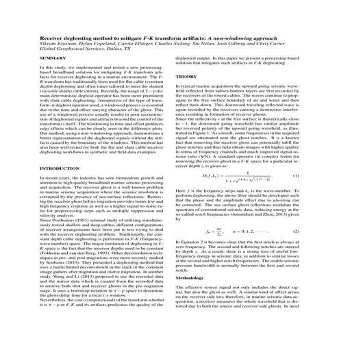 Receiver deghosting method to mitigate F-­K transform artifacts: A non-­windowing approach