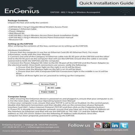 Quick Installation Guide EnGenius EAP350