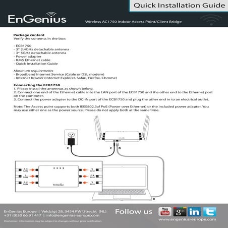 Quick Installation Guide EnGenius ECB350 | PDF