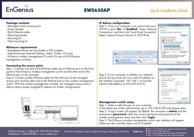 Quick Installation Guide EWS650AP English