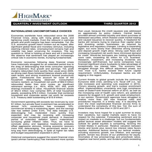 2012 Q3 NIFCU$ Market Commentary (Article for Credit Unions)
