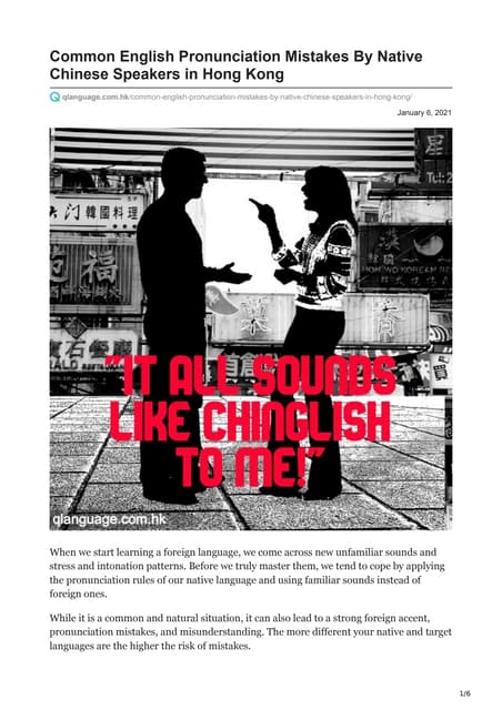 Typical English Pronunciation Errors Made By Native Chinese Hongkongers Pdf Typical English Pronunciation Errors Made By Native Chinese Hongkongers Pdf