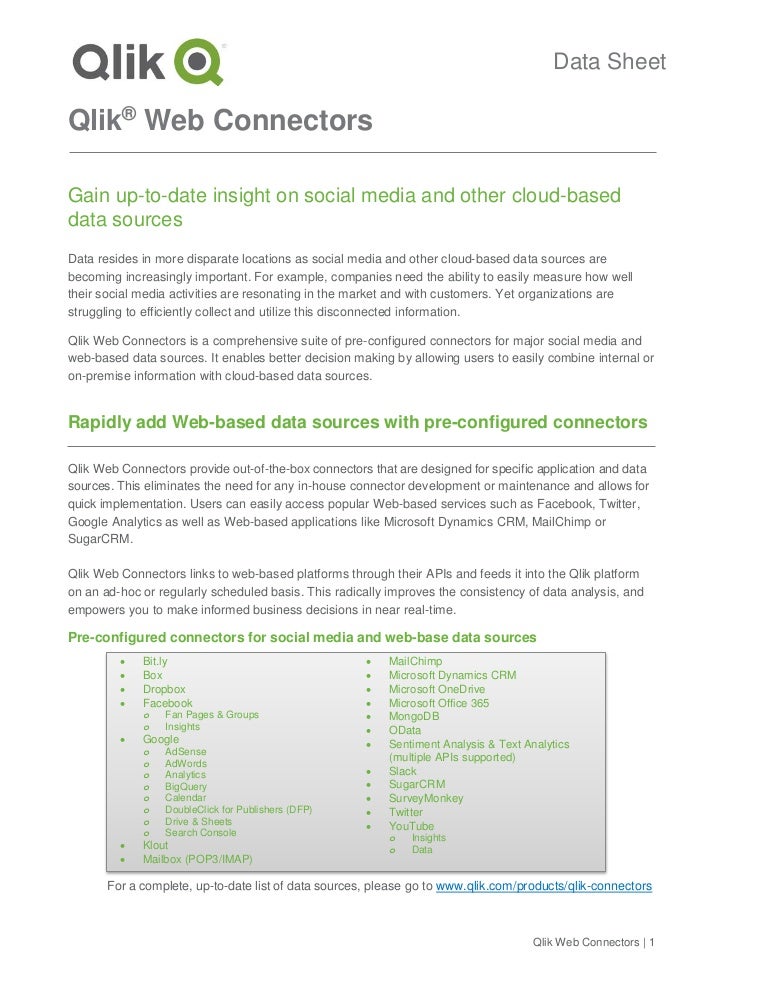 Qlik web connectors