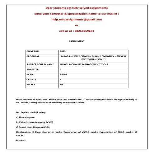 Qm0013  quality management tools