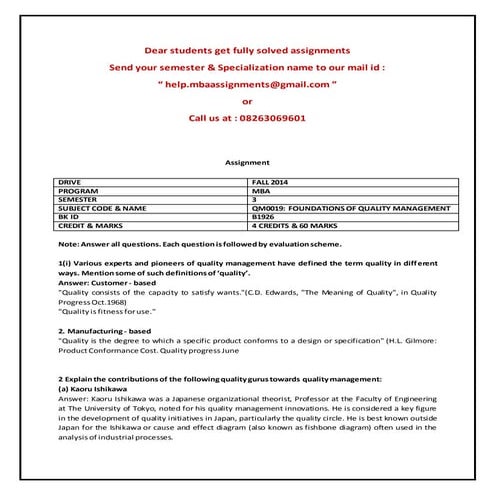 Qm0019 foundations of quality management | DOCX