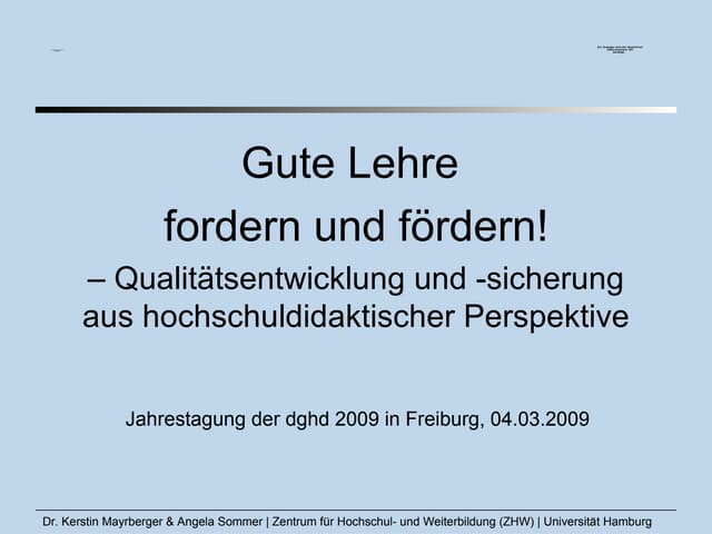 Gute Lehre fordern und fördern!