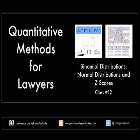 Quantitative Methods for Lawyers - Class #10 - Binomial Distributions, Normal...