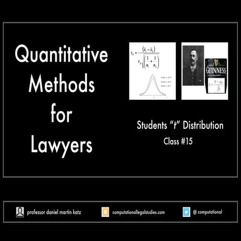 Quantitative Methods for Lawyers - Class #13 - Students "t" Distribution - Pr...