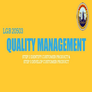 Quality Management - Juran Trilogy Chap 2 & 3
