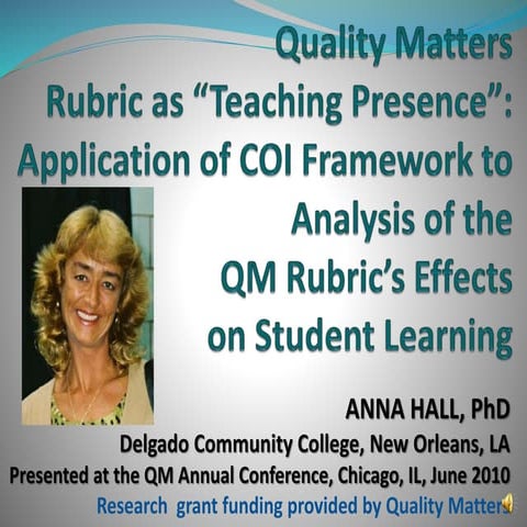 The QM Rubric and Learner Outcomes: A Study