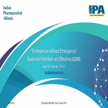 The Butterfly Effect in Pharmaceutical Quality Managment System: Emergence wi...