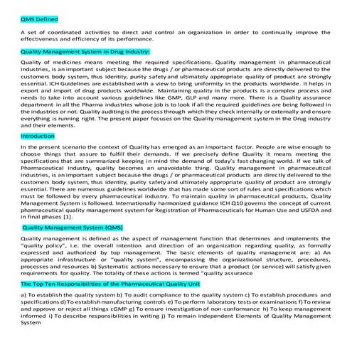 QMS in Manufacturing Industries