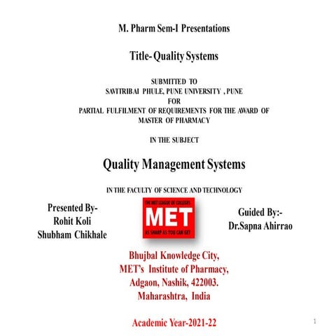 Quality management system