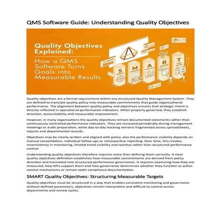 QMS Software Guide: Understanding Quality Objectives | PDF