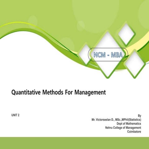 Quantitative Methods for Management_MBA_Bharathiar University