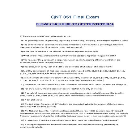 Qnt 351 final exam