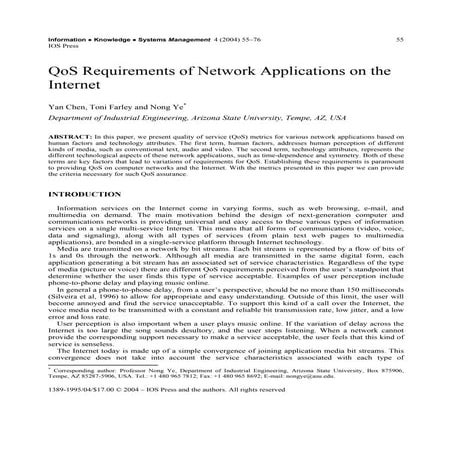 Qo s requirements networking application