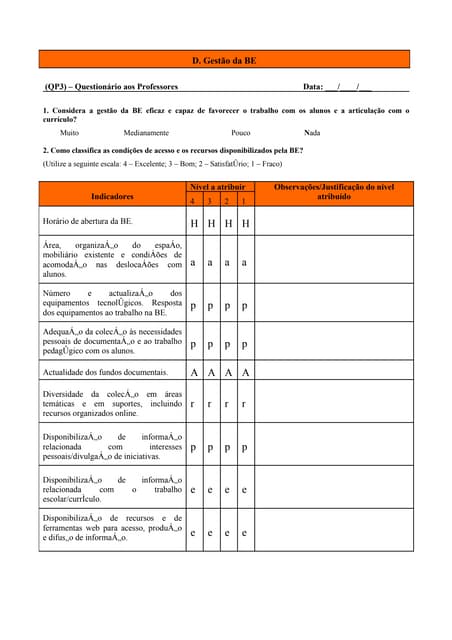 QP3 Gestão da BE/CRE