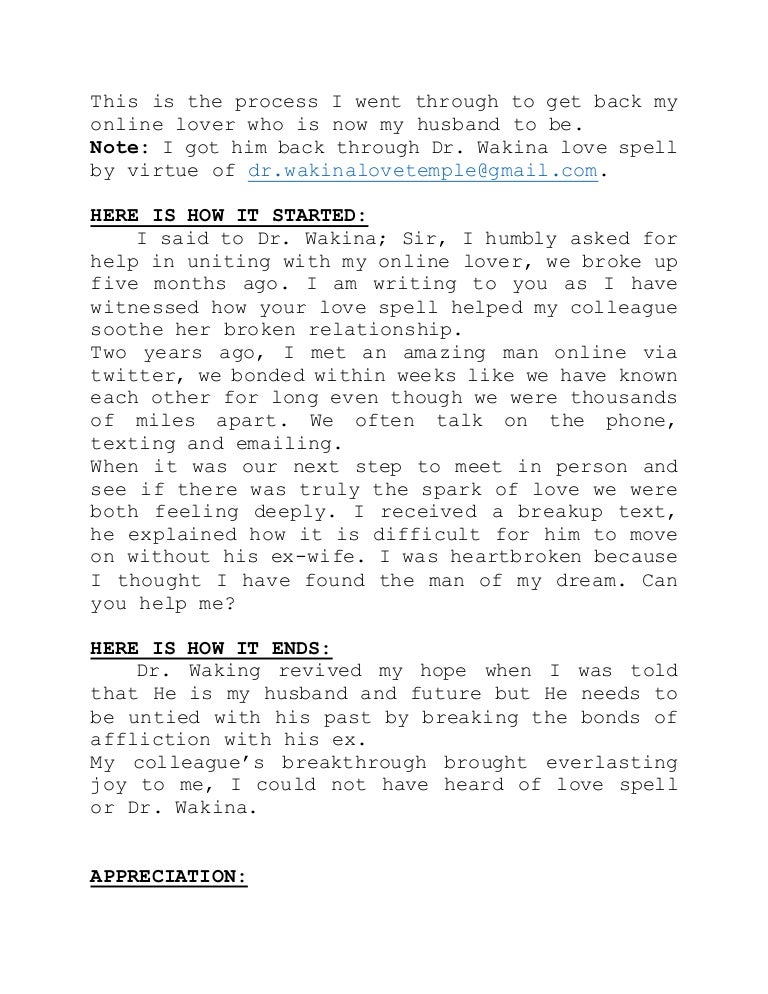 I Needed A Love Spell To Get Back My Online Lover