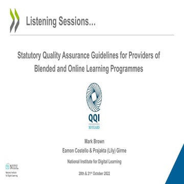 View of Listening Session: QQI Statutory Quality Assurance Guidelines for ...