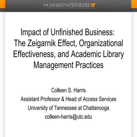 QQML 2012: Impact of Unfinished Business